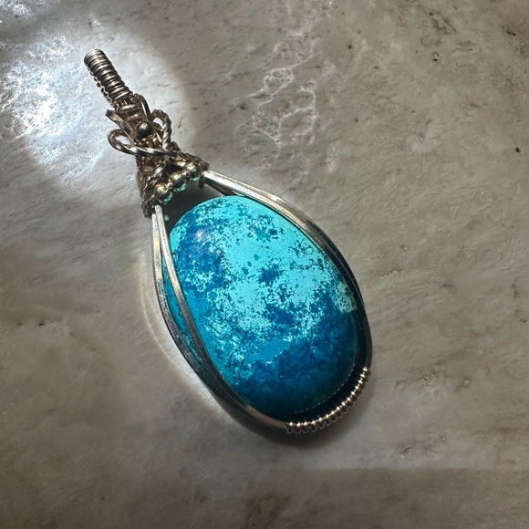14k Gold Filled Natural Shattuckite Stone Necklace Pendant - Picture 3 of 10